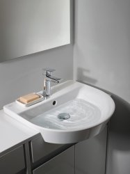 Ideal Standard Connect Air 600mm Floor Standing Semi Countertop Basin Unit (Gloss White with Matt White Interior)