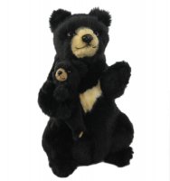 Soft Toy Black Bear Mama & Baby by Hansa (31cm) 7966