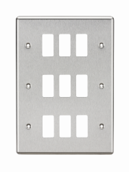 Knightsbridge 9G Grid Faceplate - Rounded Edge Brushed Chrome - (GDCL9BC)