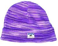 Pure Wool Soft cotton - half fleece lined - turn up beanie - Purple