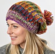 Pure wool - chunky rib slouch - Original multi coloured