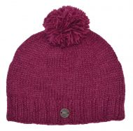 Pure Wool Classic bobble hat - hand knitted - fleece lining - berry