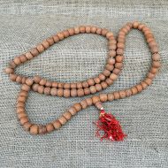 Mala beads - light coloured bodhi beads - with guru bead and tassel