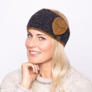 Pure wool fleece lined - swirl headband - gold heather