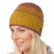 Pure wool - dual tick beanie - old gold/rose