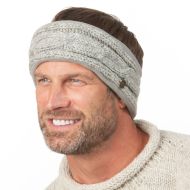 Pure Wool Fleece Lined - Cable Headband - mid Grey