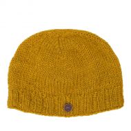 Hand knit - pure wool - plain beanie - mustard