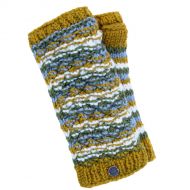 Hand knit - blackberry stitch - wristwarmer - mustard mix