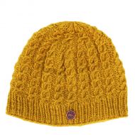 Pure wool - cool cable beanie - old gold