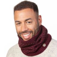 pure wool fleece lined - tick snood - plum/green