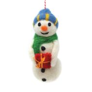 Handmade Christmas - Wool Felt Hanging Decoration - Snowwoman