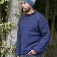 Handmade Pure Wool - two tone jumper - Blue Smoke