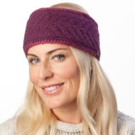 Pure Wool Fleece lined - Lace Edge Headband - Deep Berry