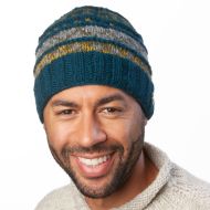 Ridge Pattern Beanie - Pure Wool - Teal Green