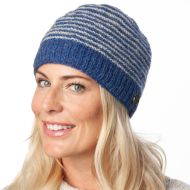 NAYA Texture Stripe - pure wool beanie - blue pepper grey