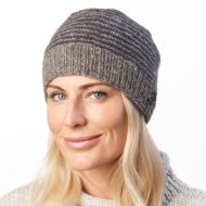 NAYA Texture Stripe - pure wool beanie - marl brown smoke