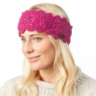 Pure Wool Fleece Lined - Sparkle Crochet Headband - Bright Pink