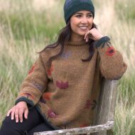 Handmade Pure Wool - tulip design jumper - heather gold