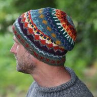 Pure Wool Hand knit - Kaleidoscope - Baggy Beanie - Meteor