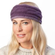 Pure Wool Fleece Lined - Cable Headband - Grape