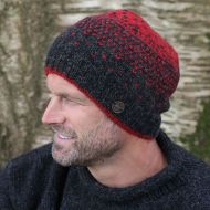 Pure Wool - Charcoal Dual Tick Beanie - Red