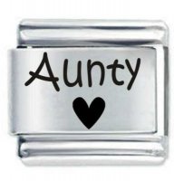 Aunty Heart Etched Italian Charm - Fits all 9mm Italian Style Charms