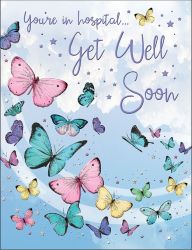 Get Well Soon Card - You're in hospital - Butterfly