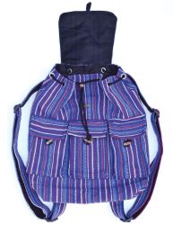 Multi Stripe Cotton Rucksack - Purple Multi