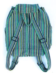 Multi Stripe Cotton Rucksack - Green Multi