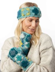 Pure Wool Fleece Lined - Crochet Headband - Eau De Nil