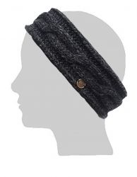 Pure Wool Fleece lined headband - cable - Charcoal