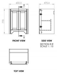 BC Designs Victrion 640mm Dark Lead 2 Door Ceramic Basin Unit