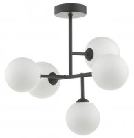 Dar Euan 5lt Semi Flush Black & Opal Glass