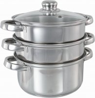 Buckingham 3 Tier Steamer Set With Glass Lid - 18cm