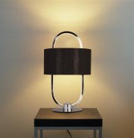 Searchlight Madrid LED Table Lamp - Chrome & Opal with Black Shade