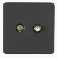 Knightsbridge Screwless TV & SAT TV Outlet (Isolated) - Anthracite - (SF0140AT)