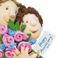Wedding Anniversary Card - Happy Anniversary - Flowers Headshots One Lump Or Two