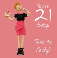 21st Female Birthday Card - Time to Party One Lump Or Two