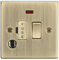 Knightsbridge 13A Switched Fused Spur Unit with Neon & Flex Outlet - Square Edge Antique Brass - (CS63FAB)