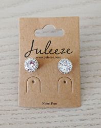 Silver Faux Diamante Stud Earrings - Clayre & Eef