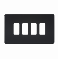 Knightsbridge Screwless 4G grid faceplate - matt black (GDSF004MB)
