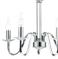 Dar Pique 5 Light Pendant Polished Chrome Clear Crystal