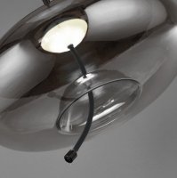 Searchlight Lisbon 1Lt Led Pendant,Black And Smoked Glass