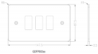 Knightsbridge Flat plate 3G grid faceplate - brushed chrome - (GDFP003BC)