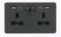 Knightsbridge 13A 2G switched socket with dual USB charger A + A (2.4A) - Anthracite - (SFR9224AT)