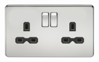 Knightsbridge Screwless 13A 2G DP switched socket - polished chrome with black insert - (SFR9000PC)