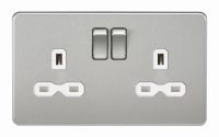 Knightsbridge Screwless 13A 2G DP switched socket - brushed chrome with white insert - (SFR9000BCW)