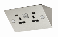 Knightsbridge 13A 2G Mounting Switched Socket with Dual USB Charger (2.4A) - Stainless Steel with black insert (SKR002A)