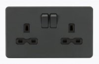 Knightsbridge Screwless 13A 2G DP switched socket - Anthracite - (SFR9000AT)