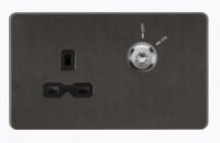 Knightsbridge 13A 1G DP Lockable socket - Smoked Bronze with black insert - (SFR9LOCKSB)